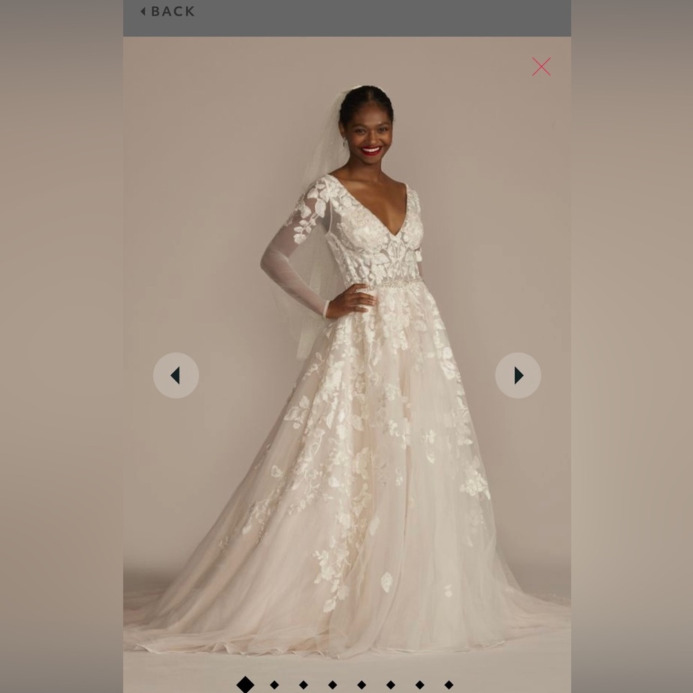 New Davids Bridal dress never worn. With pretty lace and tulle layer bottom